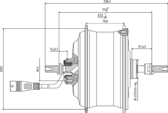 Drawing-of-DGW25E-Rear-Drive-Motor-MTB2 Drawing-of-DGW25E-Rear-Drive-Motor-MTB2